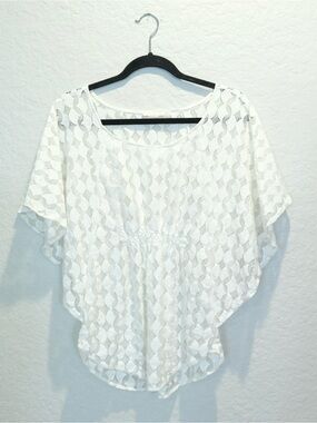 The Addison Story Anthropologie Lace Top Size S Ivory Kimono Sleeves Boho Sheer